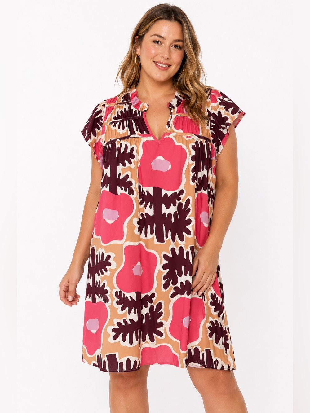 CROSBY by Mollie Burch Pink Floral Short-Sleeve Swim Cover-Up